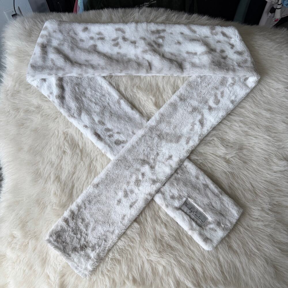 Minky Couture animal print scarf tan and white
